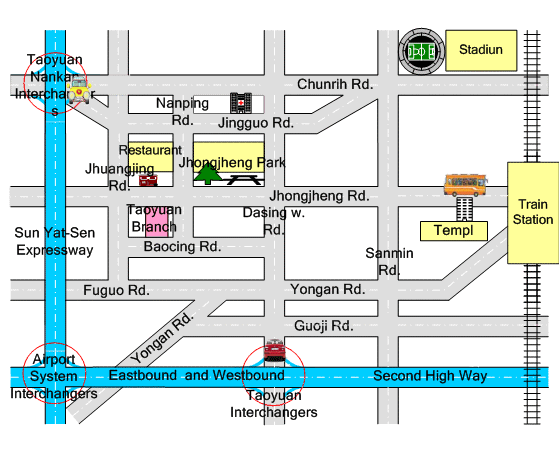 Taoyuan Branch Location Map(No. 1195, Jhongjheng Rd., Taoyuan City)